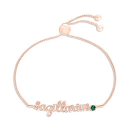 Lab-Created Emerald Zodiac Sagittarius Bolo Bracelet 10K Rose Gold 9.5&quot;