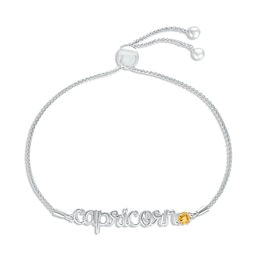 Citrine Zodiac Capricorn Bolo Bracelet Sterling Silver 9.5&quot;