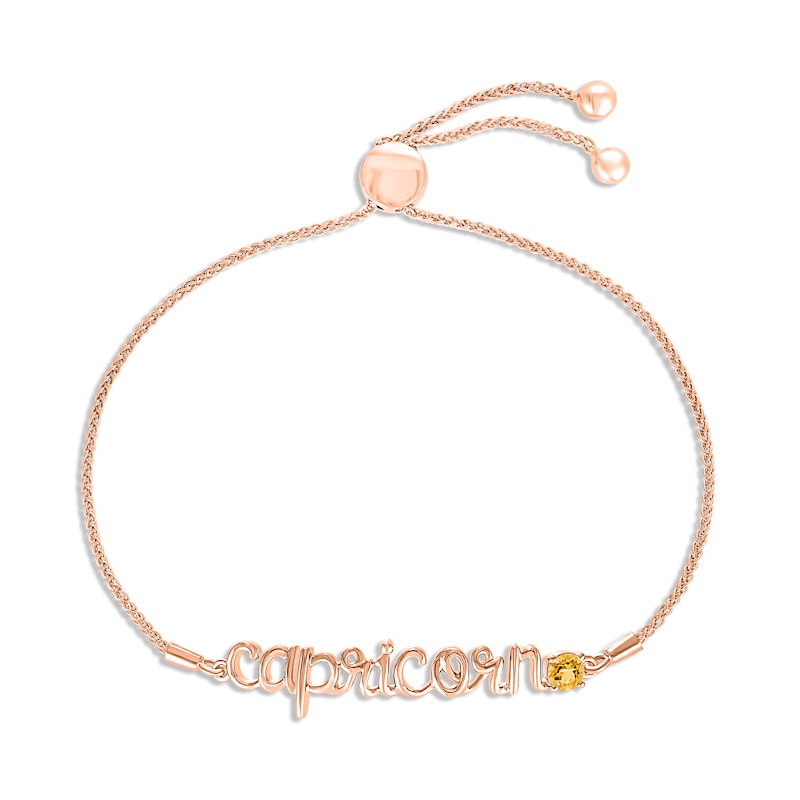 Main Image 1 of Citrine Zodiac Capricorn Bolo Bracelet 10K Rose Gold 9.5&quot;