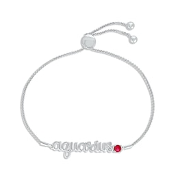 Lab-Created Ruby Zodiac Aquarius Bolo Bracelet 10K White Gold 9.5&quot;