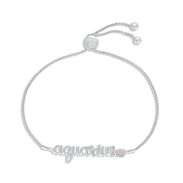 Lab-Created Opal Zodiac Aquarius Bolo Bracelet 10K White Gold 9.5&quot;