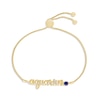 Thumbnail Image 1 of Blue Lab-Created Sapphire Zodiac Aquarius Bolo Bracelet 10K Yellow Gold 9.5&quot;