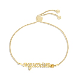 Citrine Zodiac Aquarius Bolo Bracelet 10K Yellow Gold 9.5&quot;