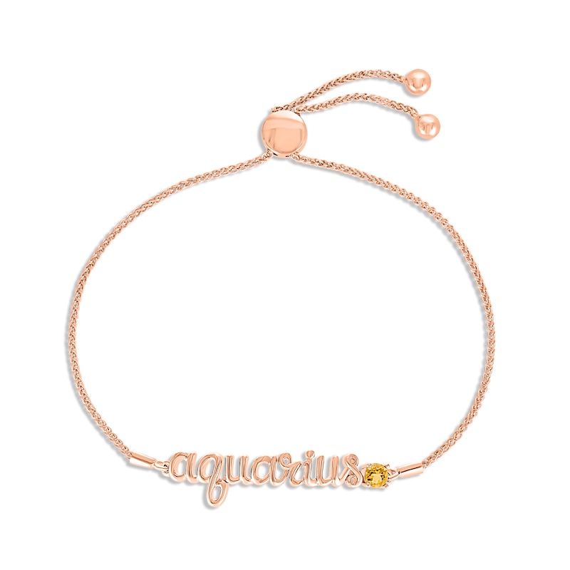 Main Image 1 of Citrine Zodiac Aquarius Bolo Bracelet 10K Rose Gold 9.5&quot;