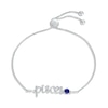 Thumbnail Image 1 of Blue Lab-Created Sapphire Zodiac Pisces Bolo Bracelet 10K White Gold 9.5&quot;