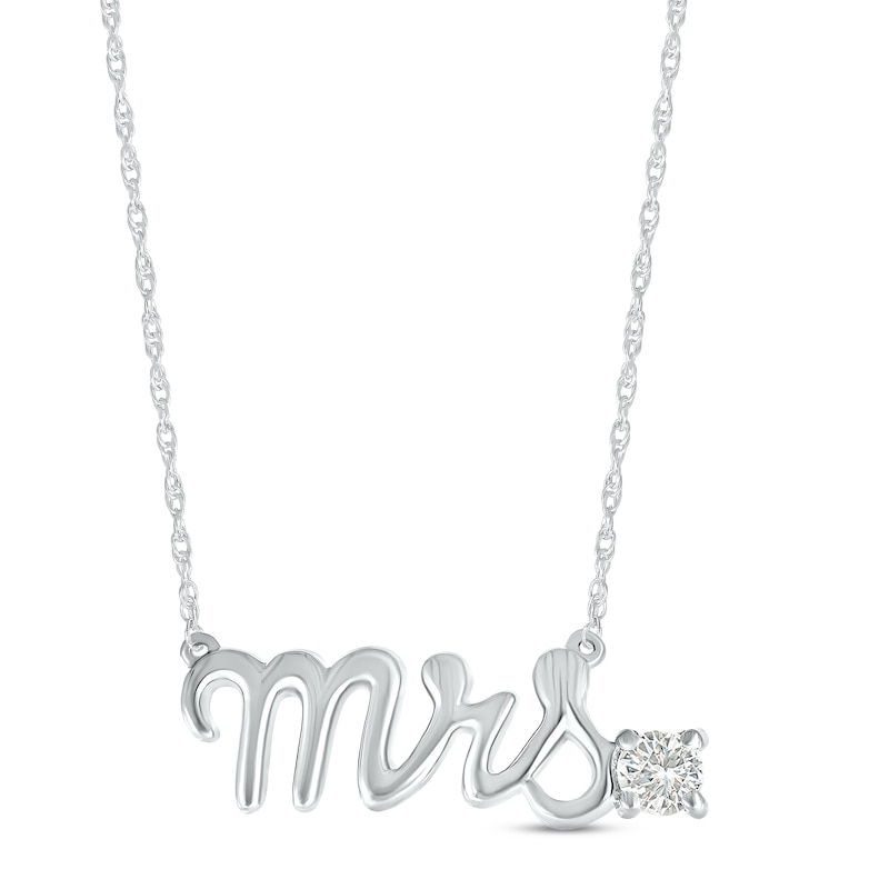 Main Image 1 of White Lab-Created Sapphire &quot;Mrs.&quot; Necklace Sterling Silver 18&quot;