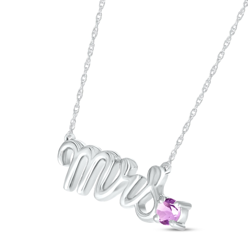Amethyst "Mrs." Necklace Sterling Silver 18"