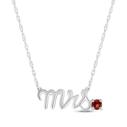 Garnet &quot;Mrs.&quot; Necklace 10K White Gold 18&quot;