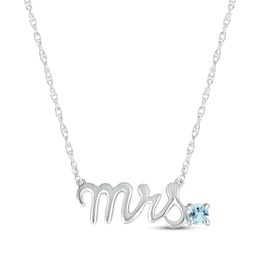 Aquamarine &quot;Mrs.&quot; Necklace 10K White Gold 18&quot;