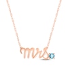 Thumbnail Image 1 of Swiss Blue Topaz &quot;Mrs.&quot; Necklace 10K Rose Gold 18&quot;