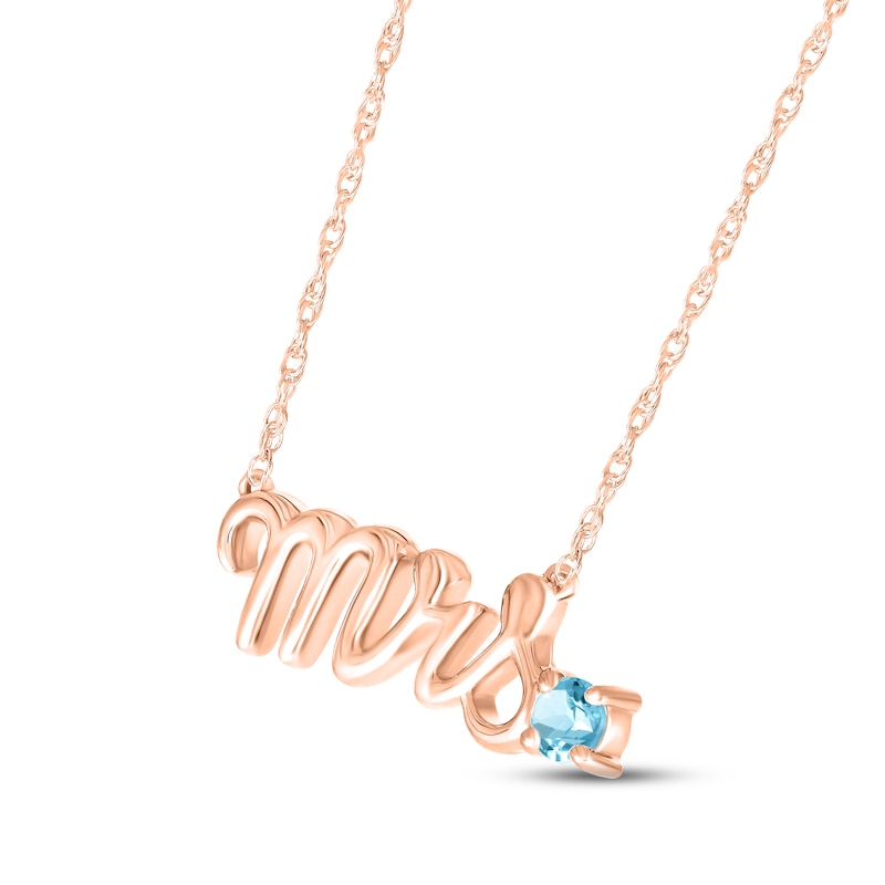 Main Image 2 of Swiss Blue Topaz &quot;Mrs.&quot; Necklace 10K Rose Gold 18&quot;