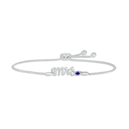 Blue Lab-Created Sapphire &quot;Mrs.&quot; Bolo Bracelet Sterling Silver 9.5&quot;