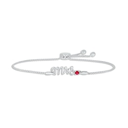 Lab-Created Ruby &quot;Mrs.&quot; Bolo Bracelet Sterling Silver 9.5&quot;