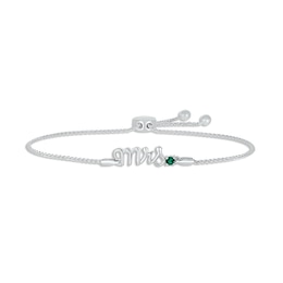 Lab-Created Emerald &quot;Mrs.&quot; Bolo Bracelet Sterling Silver 9.5&quot;