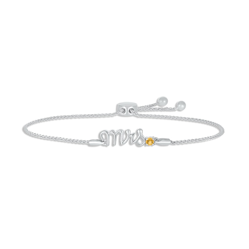 Main Image 1 of Citrine &quot;Mrs.&quot; Bolo Bracelet Sterling Silver 9.5&quot;