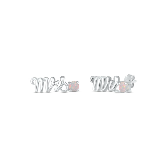 Lab-Created Opal "Mrs." Earrings Sterling Silver