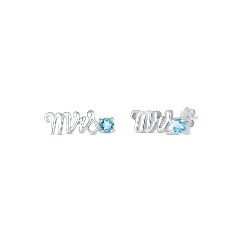 Main Image 1 of Swiss Blue Topaz &quot;Mrs.&quot; Earrings Sterling Silver