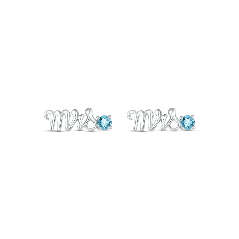 Main Image 2 of Swiss Blue Topaz &quot;Mrs.&quot; Earrings Sterling Silver