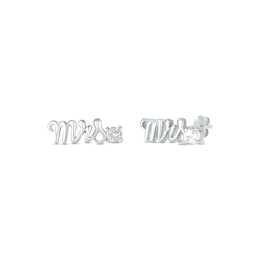 White Lab-Created Sapphire &quot;Mrs.&quot; Earrings 10K White Gold