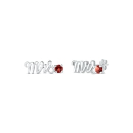 Garnet &quot;Mrs.&quot; Earrings 10K White Gold