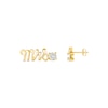 Thumbnail Image 3 of White Lab-Created Sapphire &quot;Mrs.&quot; Earrings 10K Yellow Gold