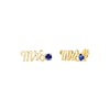 Thumbnail Image 0 of Blue Lab-Created Sapphire "Mrs." Earrings 10K Yellow Gold