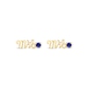 Thumbnail Image 1 of Blue Lab-Created Sapphire "Mrs." Earrings 10K Yellow Gold