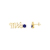 Thumbnail Image 2 of Blue Lab-Created Sapphire "Mrs." Earrings 10K Yellow Gold
