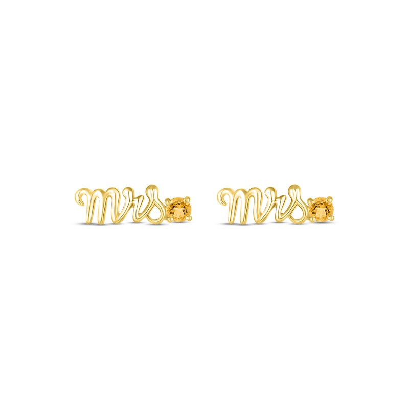 Main Image 2 of Citrine &quot;Mrs.&quot; Earrings 10K Yellow Gold