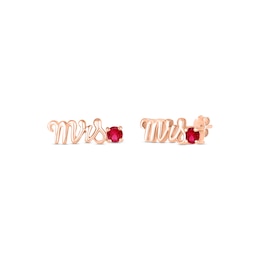 Lab-Created Ruby &quot;Mrs.&quot; Earrings 10K Rose Gold