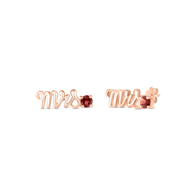 Main Image 1 of Garnet &quot;Mrs.&quot; Earrings 10K Rose Gold