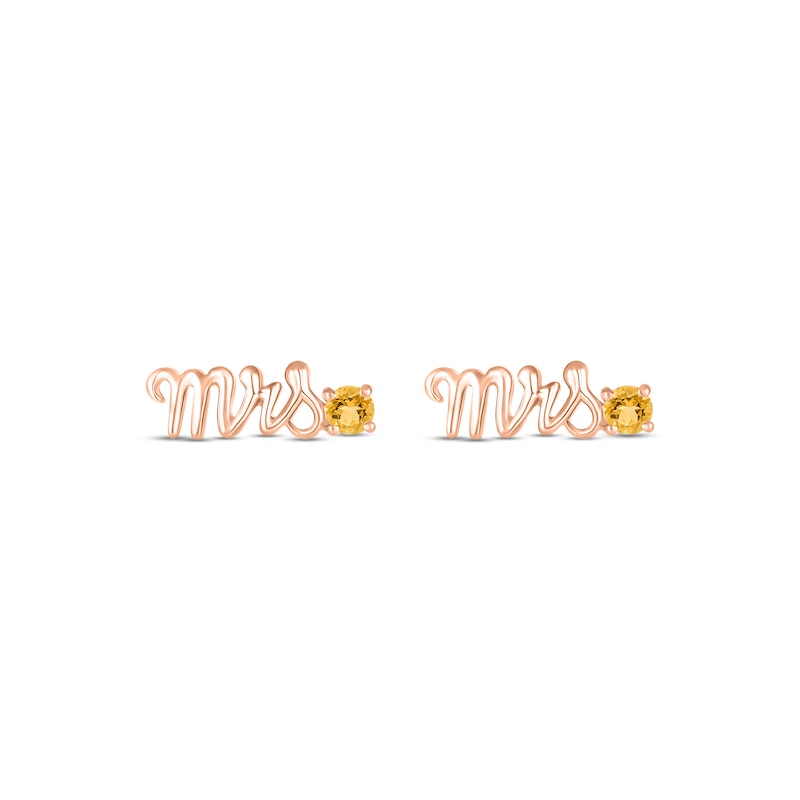 Main Image 2 of Citrine &quot;Mrs.&quot; Earrings 10K Rose Gold