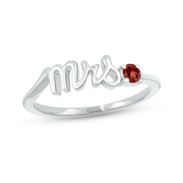 Garnet &quot;Mrs.&quot; Ring Sterling Silver