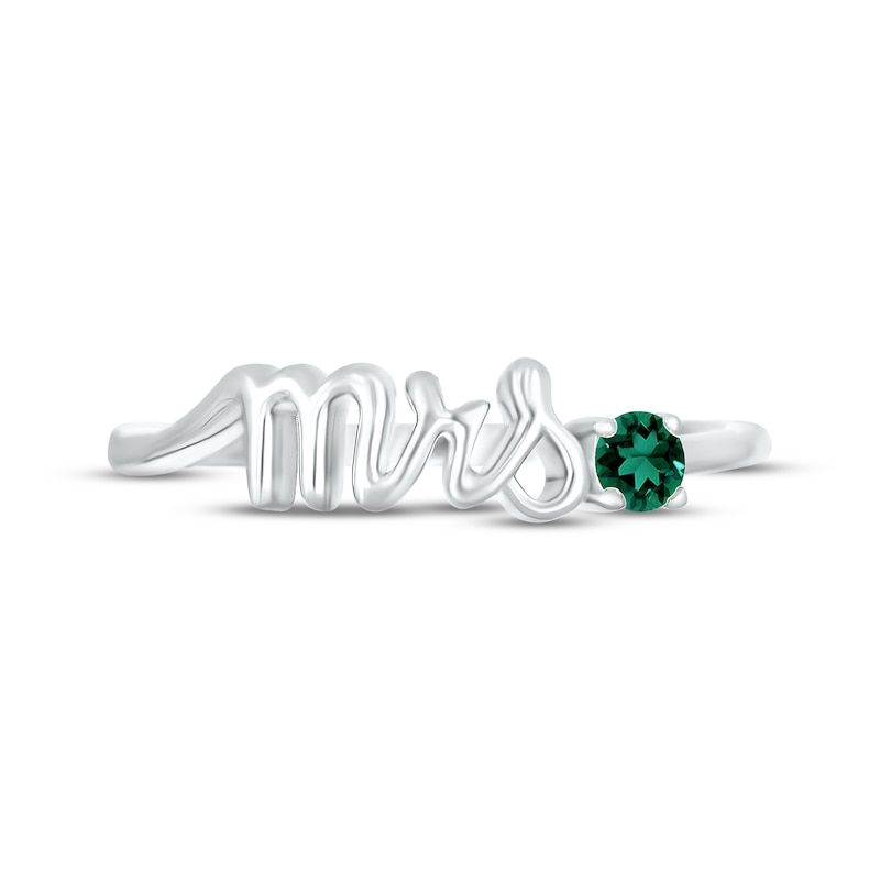 Main Image 2 of Lab-Created Emerald &quot;Mrs.&quot; Ring 10K White Gold