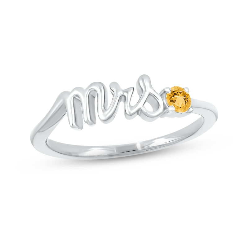 Main Image 1 of Citrine &quot;Mrs.&quot; Ring 10K White Gold