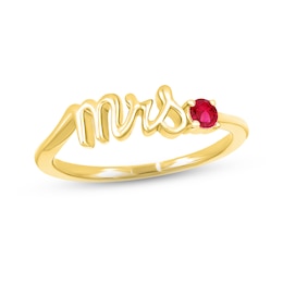 Lab-Created Ruby &quot;Mrs.&quot; Ring 10K Yellow Gold