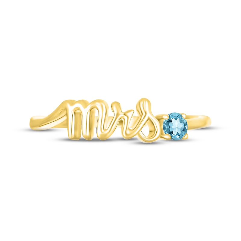 Main Image 2 of Swiss Blue Topaz &quot;Mrs.&quot; Ring 10K Yellow Gold