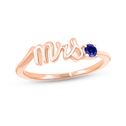 Blue Lab-Created Sapphire &quot;Mrs.&quot; Ring 10K Rose Gold