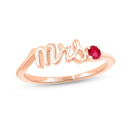 Lab-Created Ruby &quot;Mrs.&quot; Ring 10K Rose Gold