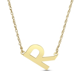 Block Letter Necklace 10K Yellow Gold 18&quot;