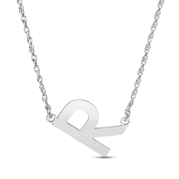 Block Letter Necklace Sterling Silver 18&quot;