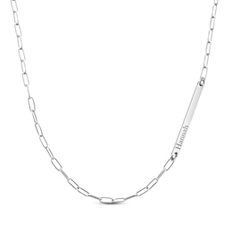 Paperclip Side Bar Name Necklace Sterling Silver 18&quot;