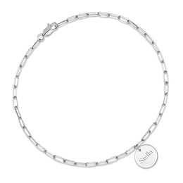 Paperclip Disc Name Bracelet Sterling Silver 7.5&quot;