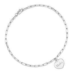 Paperclip Heart Name Bracelet Sterling Silver 7.5&quot;