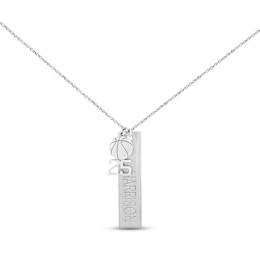 Men's Name Tag Sports Necklace Sterling Silver 20&quot;