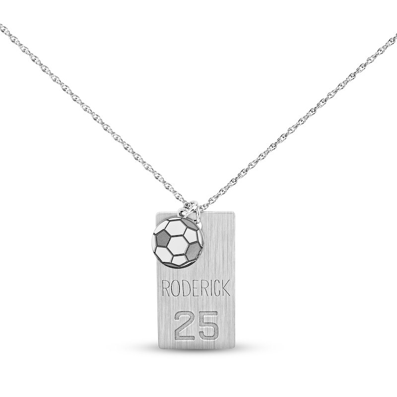 Main Image 3 of Men's Name Dog Tag Sports Necklace Sterling Silver 20&quot;