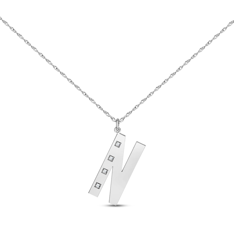 Diamond Initial 1/20 ct tw Necklace 10K White Gold 18"