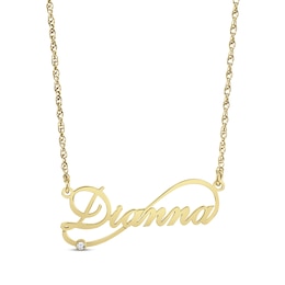 Diamond Infinity Script Name Necklace 14K Yellow Gold 18&quot;