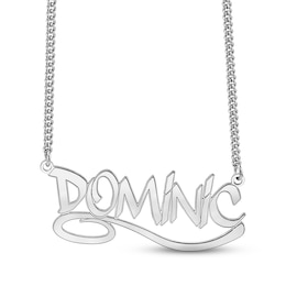 Men's Graffiti Name Necklace Sterling Silver 20&quot;