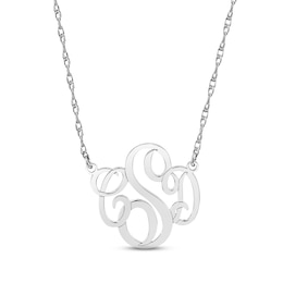 Monogram Double Loop Necklace 10K White Gold 18&quot;